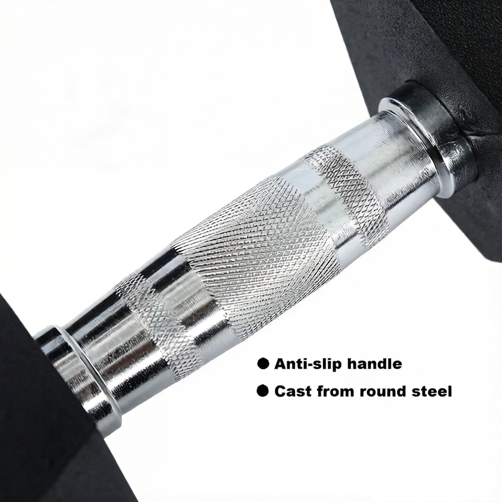 Hexagonal Rubber-Coated Cast Iron Dumbbells